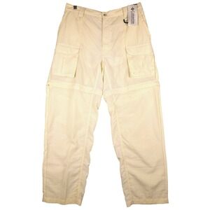 Columbia PFG‎ Convertible Fishing Pants Mens L Chalk Nylon Cargo Utility